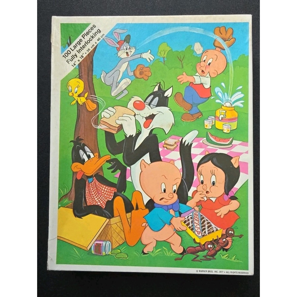 Vintage 1977 Warner Bros. LOONEY TUNES 100 piece JIGSAW PUZZLE 14" x 18" WHITMAN